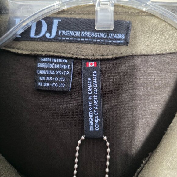 FDJ Faux Suede Boho Western Shirt Dress XS Olive Autumn Button-Down Pockets New - Picture 5 of 11